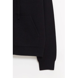CASABLANCA BLACK RIB MERINO HOODIE